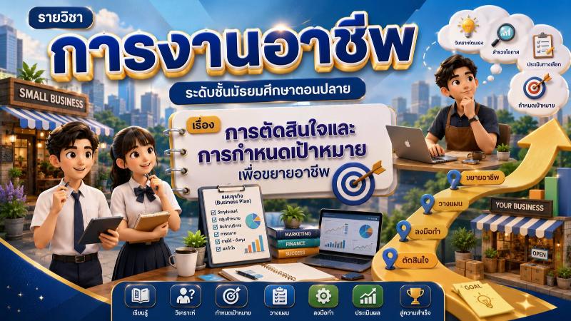 รายวิชา การงานอาชีพ เรื่อง การตัดสินใจและการกำหนดเป้าหมายเพื่อขยายอาชีพ