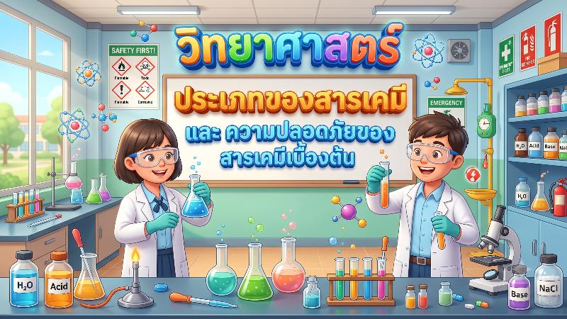 รายวิชาวิทยาศาสตร์ เรื่อง ประเภทของสารเคมี และความปลอดภัยของการใช้สารเคมีเบื้องต้น