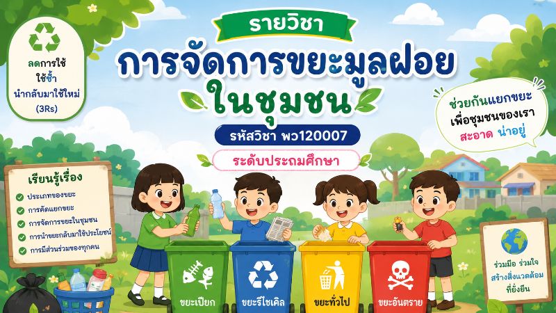 วิชาการจัดการขยะมูลฝอยในชุมชน  รหัสวิชา พว120007 หน่วยที่ 1 ขยะมูลฝอยและผลกระทบต่อสิ่งแวดล้อมและสุขภาพ